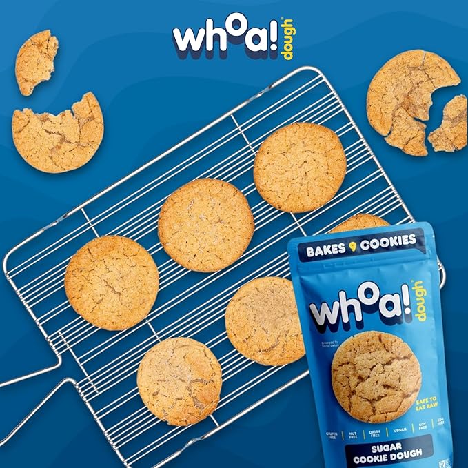 Whoa Dough Ready to Bake Cookie Dough Sugar Cookie – Certified Non-GMO Kosher Gluten Free – Plant-Based Snack Dough Made with Real Ingredients – 6 Pack