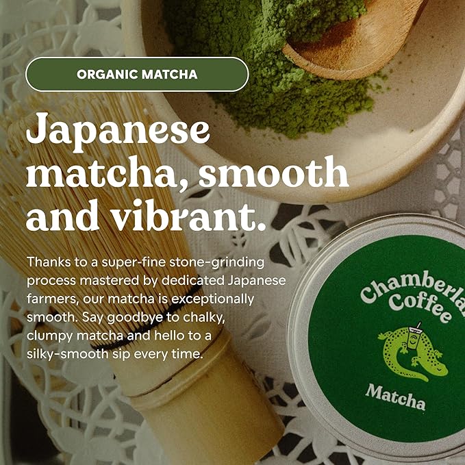 Chamberlain Coffee Chocolate Matcha - Ceremonial Grade Matcha Powder with Rich Cocoa Vegan Japanese Gluten-Free Organic Green Tea Powder for Hot and Iced Drinks - 1.06 Oz Pouch