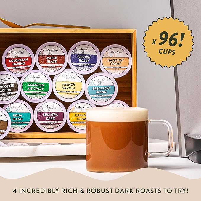 Angelino's Coffee 96 Count Compatible with Keurig 2.0 K-Cup Brewers (Dark Roast Variety 96 Count)