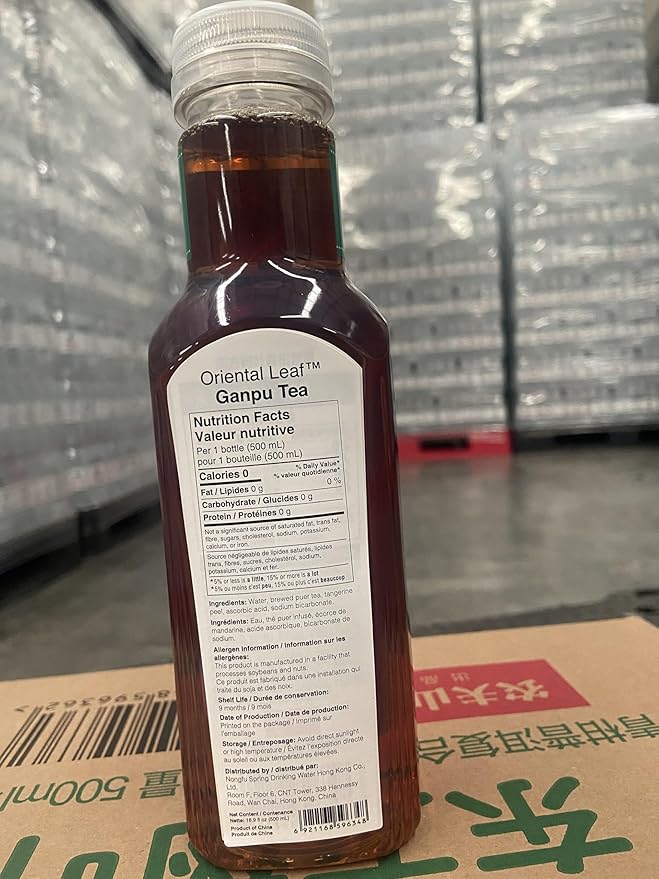 ORIENTAL LEAF Bottled Citrus Pu’er Tea Unsweetened Iced Tea 16.9 FL oz bottles (Pack of 15) Sugar Free 0 Calories