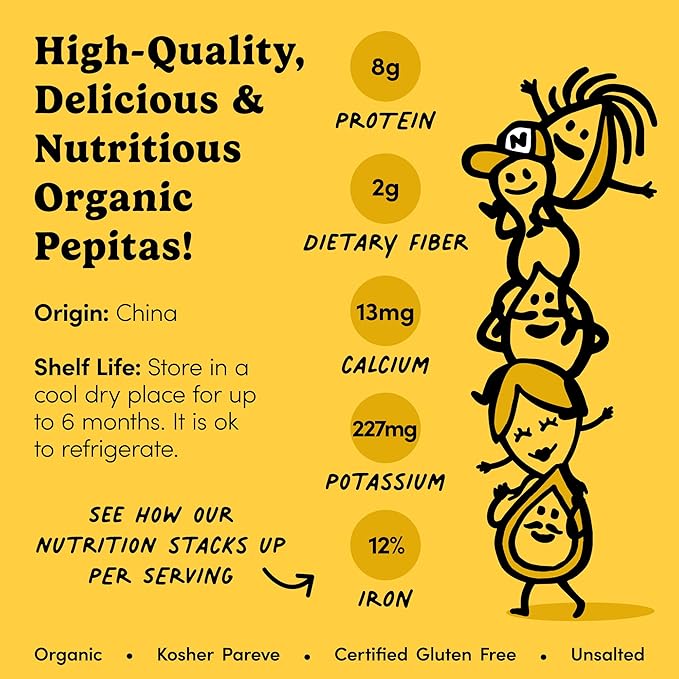 Nuts.com – Organic Pumpkin Seeds – 2 Lb Bag No Shell Pumpkin Seeds Organic Healthy Snack for Adults &amp Kids Rich in Protein Fiber Calcium &amp Potassium – Keto Friendly Vegan Gluten-Free &a