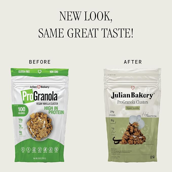Julian Bakery® ProGranola® Cereal | Vegan | Vanilla Cluster | 10g Protein | 12g Fiber | 1 Net Carb | Gluten-Free | Grain-Free | High Protein &amp High Fiber | 9oz (3 PACK)