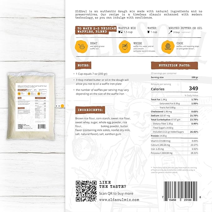 OldSoul Belgian Waffle Batter Mix | Original Flavour | GLUTEN FREE | 10 Lbs | 56 Waffles (10 Lbs Gluten Free)