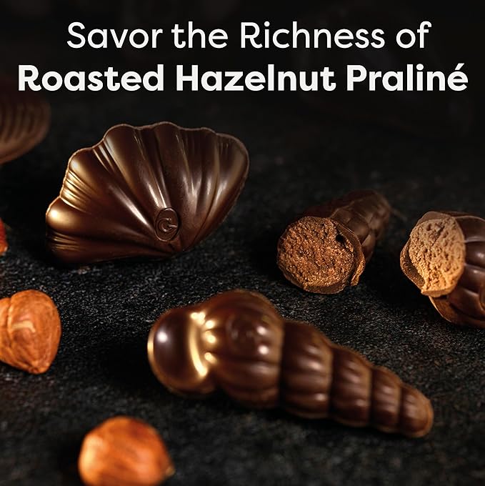 Easter Dark Chocolate Candy Seashells Gift Box by GuyLian 7.94 oz 20 pc (Pack of 2) Belgian Dark Praliné 72% Cocoa Easter Basket Stuffers for Adults Gifts for Kids