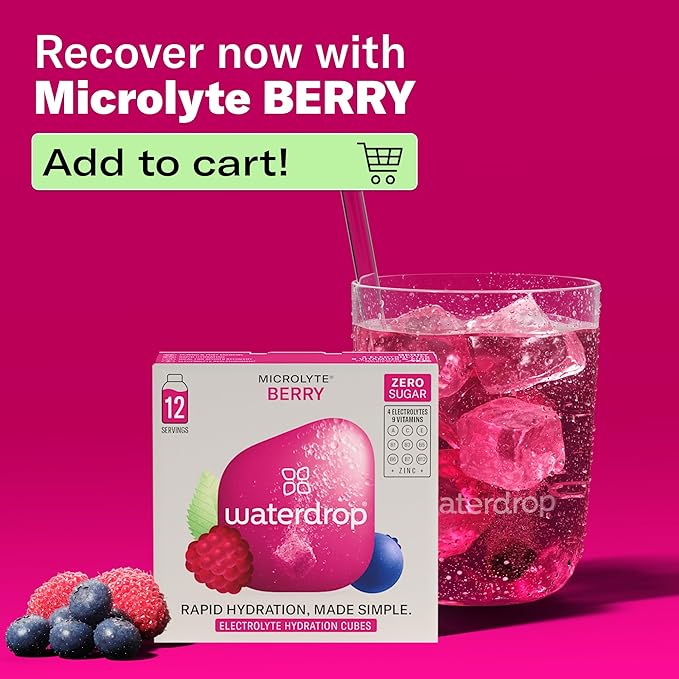 Waterdrop Microlyte Hydration Cubes Berry Flavor Electrolyte Drink Mix with Zinc Magnesium Potassium Calcium &amp 9 Vitamins Zero Sugar Low Calorie Sports Drink with Electrolytes 24 Count