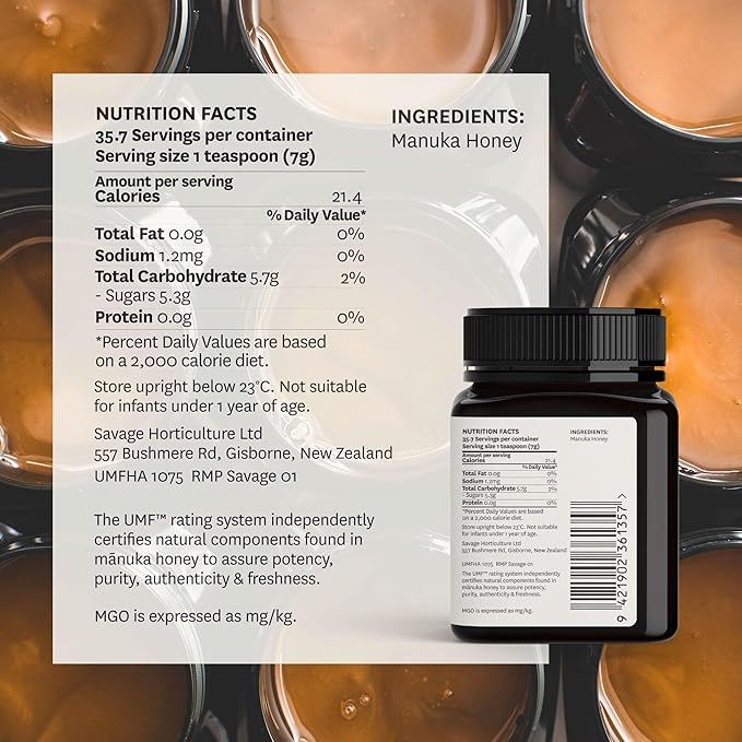 WildCape Manuka Honey Certified UMF 15+/MGO 514+ - 100% Pure Raw Unpasteurized Non-GMO Made in New Zealand - 8.8 oz (Pack of 1)