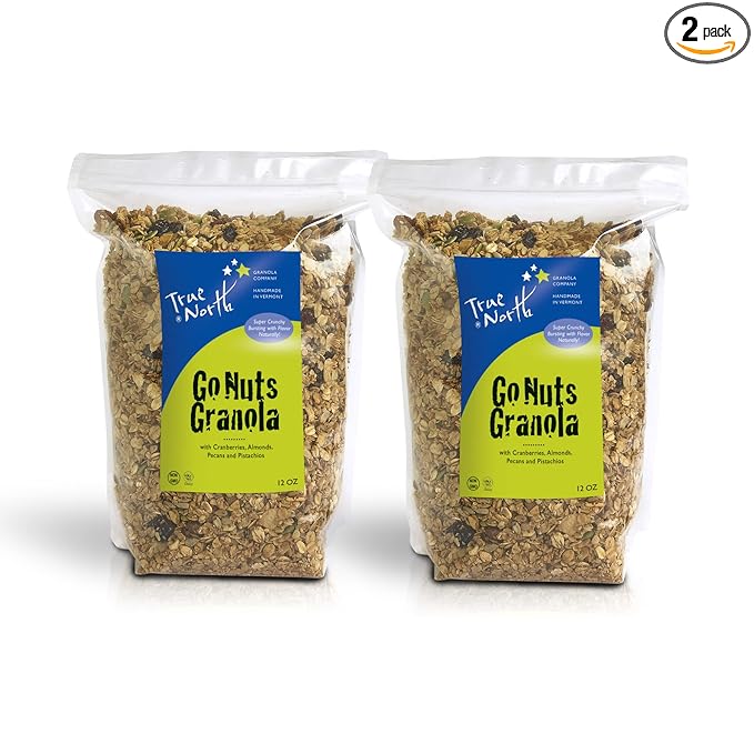 True North Granola – Go Nuts Granola with Dried Cranberries Almonds Coconut Pecans and Pistachios All Natural and Non-GMO 12 oz. (Pack of 2)