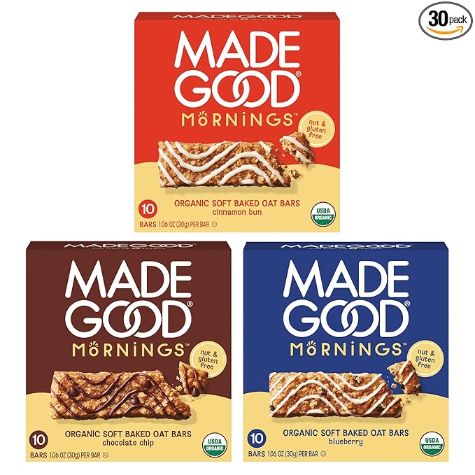 MadeGood Mornings Soft-Baked Oat Bars Variety Pack (30 count)
