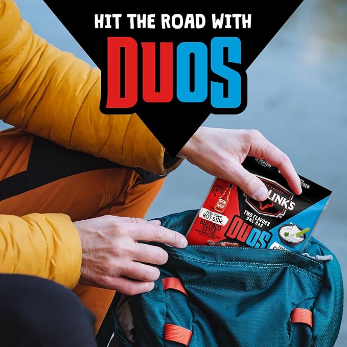 Jack Link's DUOs Frank's RedHot Buffalo Style With Creamy Ranch Flavor Chicken Bites Under 100 Calories Snacks 8g of Protein Feed Your Beast Side With Individual Meat Snack Bags – 2.85oz (8 Count)