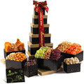 NUT CRAVINGS - Easter Dried Fruit &amp Mixed Nuts Gift Basket Black Tower + Heart Ribbon (12 Assortments) Ramadan Gifts Food Arrangement Healthy Snack Care Package Kosher