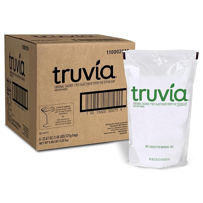 Truvia Calorie Free Stevia Sweetener Ideal For Sugar Free Simple Syrup Tea And Lemonade 6-24 oz Bags Net Wt 144 oz
