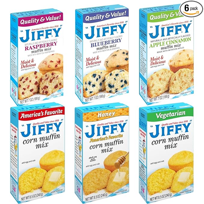 Assorted Muffin Mix Variety Pack – Raspberry Blueberry Apple Cinnamon Corn Honey &amp Vegetarian Muffin Mixes 7–8.5 oz (Pack of 6)