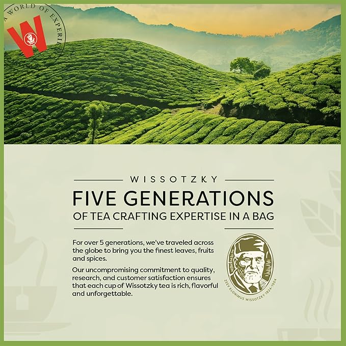 Wissotzky Nana Mint Black Tea (6 Pack - 120 Tea Bags | Antioxidant Rich | Revitalizing Nana Tea | Black Tea Bags