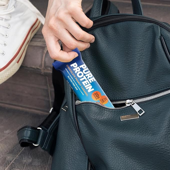 Pure Protein Bars High Protein Nutritious Snacks to Support Energy Low Sugar 1.75oz Gluten Free 12 Pack Chocolate Peanut Caramel