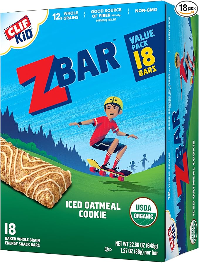 CLIFT Kid Zbar Protein Chocolate Mint Crispy Bars (15 Pack) &amp Zbar Iced Oatmeal Cookie Soft Baked Bars (18 Pack)