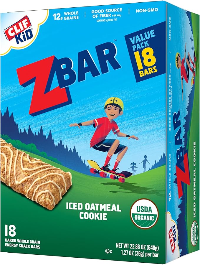 CLIFT Kid Zbar Protein Chocolate Mint Crispy Bars (15 Pack) &amp Zbar Iced Oatmeal Cookie Soft Baked Bars (18 Pack)