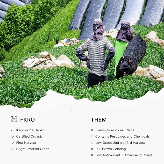 FKRO Organic Tea Master's Ceremonial Grade Japanese Matcha Green Tea Powder. 1st Harvest Single Origin Sugar-free. Flown in Fresh from Japan Every Month (30g/1.06oz) Tin