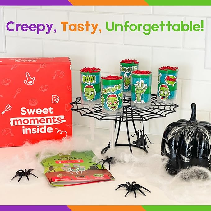Zombie Push-Up Pops Baking Kit for Kids Halloween Baking Kit with Pre-Measured Ingredients Zombie Decorations &amp Step-by-Step Guide DIY Cake &amp Pudding Push-Up Pops Kit Fun Family Activity Party