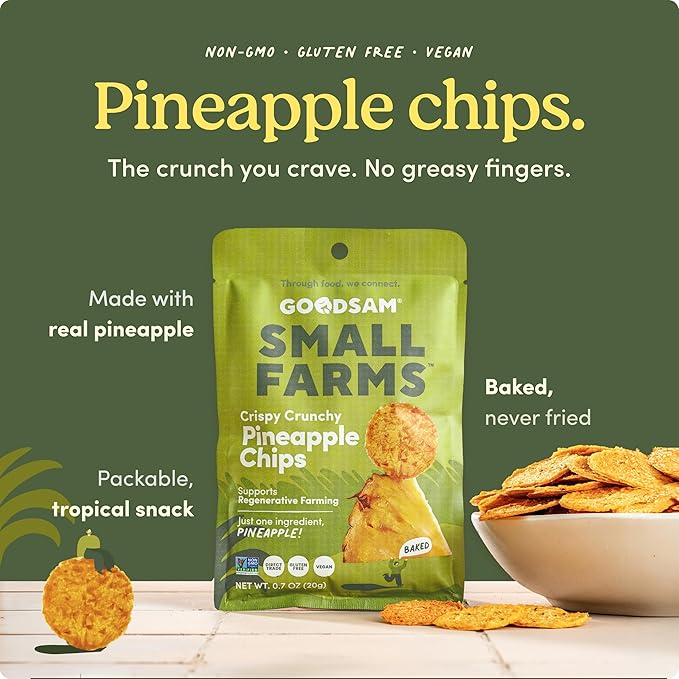 GoodSAM Small Farms Baked Pineapple Chips Pack of 8 Simple Ingredient Fruit Chips