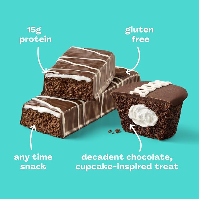 think! Protein Bars High Protein Snacks Gluten Free Kosher Friendly Sweet Treat Chocolate &amp Creme Cupcake 10 Count (Packaging May Vary)