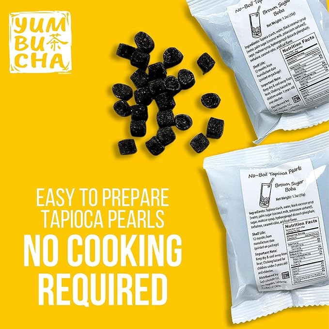 YUMBUCHA Instant Boba Making Kit - A Complete Set for Boba Tea Lovers - 30 Drinks Reusable Cup &amp Straw Tapioca Pearls and Loose Leaf Teabags - Rose Oolong Jasmine Green Classic Black