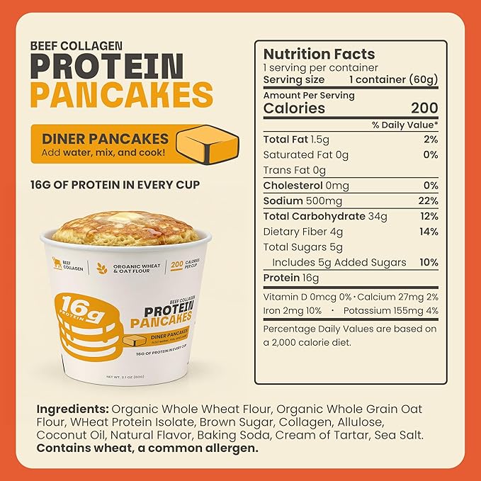 Beef Cakes Protein Breakfast Variety Pack – 12 Pack Instant Protein Pancakes and Oatmeal Cups – 14–16g Protein Beef Collagen Seed Oil Free Dairy Free Quick &amp Easy Breakfast in a Cup