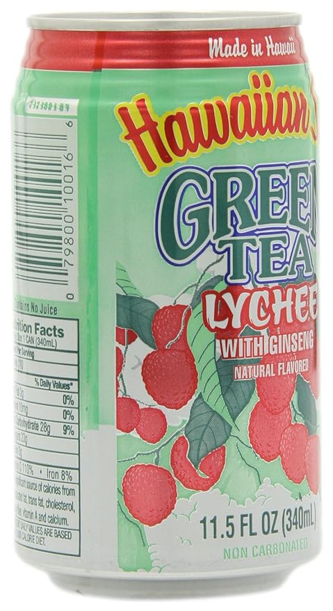 Hawaiian Sun Green Tea Lychee with Ginseng 11.5-Ounce Cans (Pack of 24)