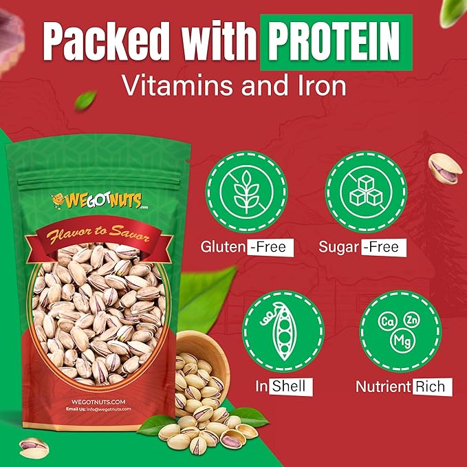 Turkish Antep Pistachios 5 Pounds (80oz) - Premium Quality Kosher Roasted Pistachios By We Got Nuts - Natural &amp Healthy Rich Flavor Snack - Whole &amp Salted – Air-Tight Resealable Bag Package