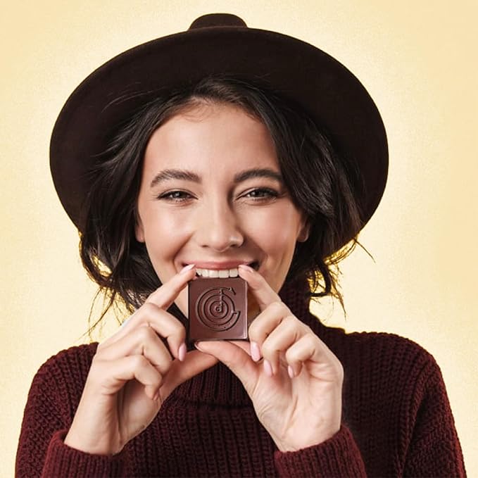 The Good Chocolate - Ginger Chocolate Squares Zero Sugar Lower Net Carb Snack Lower Calorie Vegan Chocolate Candy 24 Square Family Pack