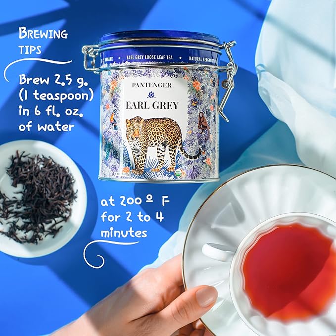 Pantenger Earl Grey Tea Loose Leaf. Organic Tea (3.5 Oz). Pantenger Earl Grey Tea is a Blend of Bergamot Essential Oil And Ceylon Black Tea Leaves.