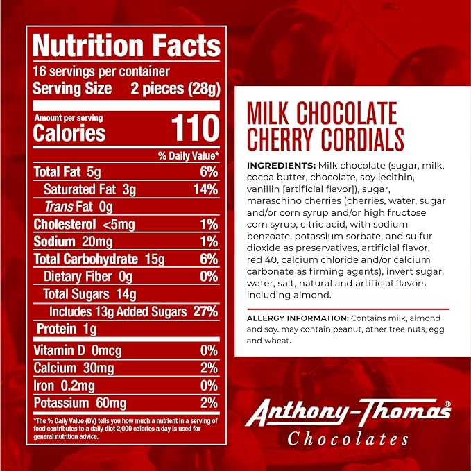 Anthony Thomas Cherry Cordials Award-Winning Chocolate Covered Cherries (Milk Chocolate)