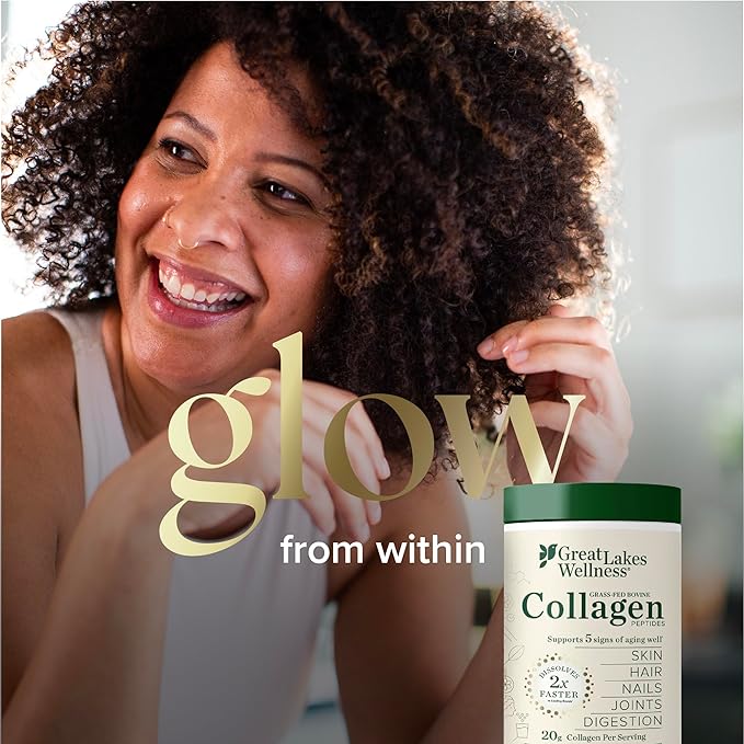 Great Lakes Wellness Collagen Peptides Powder for Skin Hair Nails Joints &amp Digestion - Chocolate Flavored - Quick Dissolve Hydrolyzed Non-GMO Kosher - 10 oz