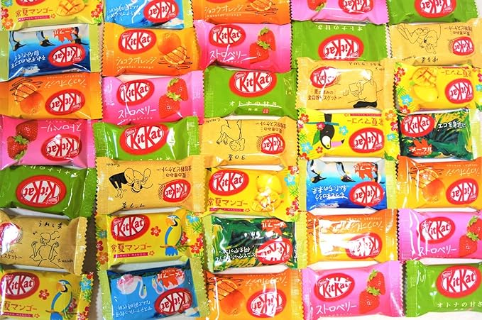 DagashiyaBox Japanese Treats Snacks Assortment Box with 70~80 Bars pcs of KitKat 8 bags Sweet Dagashi Box for Kids and Adults Fun Birthday Gift