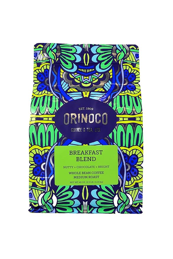 Orinoco Breakfast Blend 2.5lb bag Medium Roast Whole Bean Coffee 100% Arabica Beans