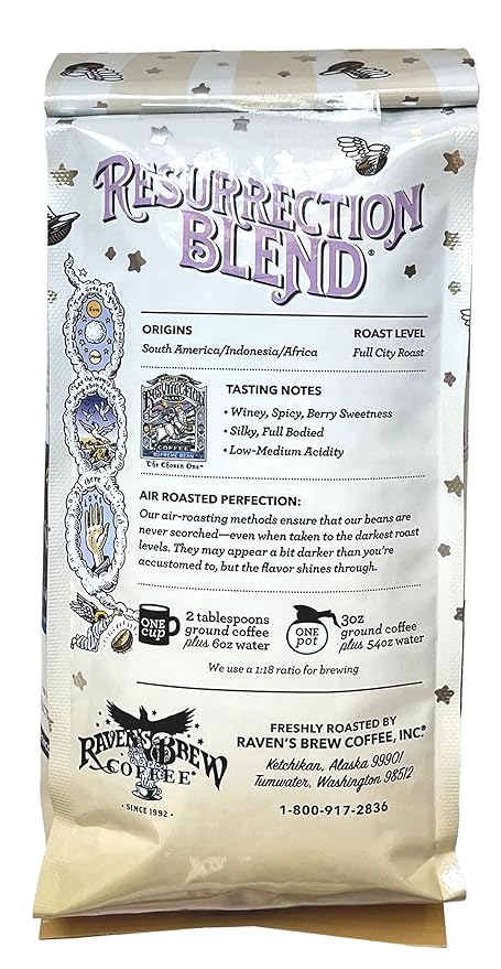 Raven's Brew Coffee Full Bodied Coffee Full City Roast Whole Bean - Resurrection Blend 2-pack of 12oz