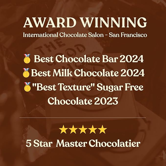 THE GOOD CHOCOLATE – Coffee Milk Chocolate Bars with 80% Less Sugar &amp Lower Net Carbs – Keto Chocolate Bar with Lower Calories All Natural and Non-GMO Keto Snacks 2.5 oz (6 Bars Value Pack)