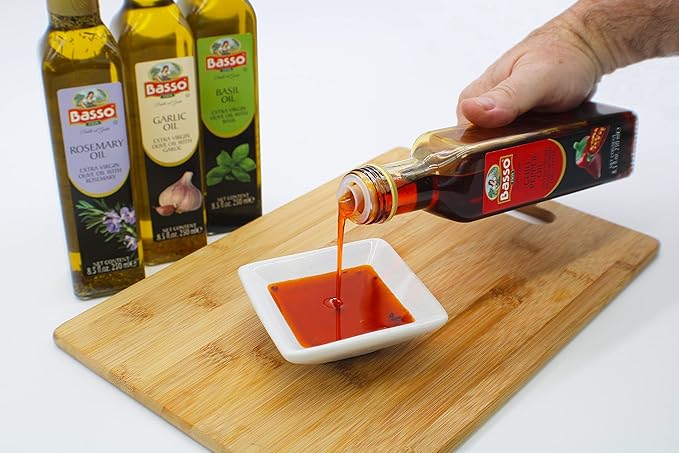 BASSO 1904 - Infused Extra Virgin Olive Oil Gift Box Set First Cold Pressed Variety Pack 4 bottles x 8.5 fl.oz (250ml) Naturally Infused for Dipping &amp Tasting