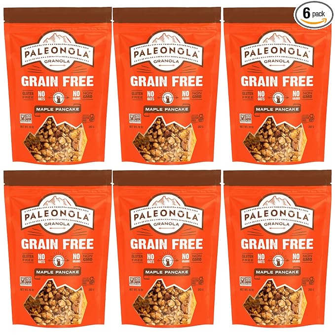 Paleonola Maple Pancake Grain Free Granola 10 Oz Resealable Bag (Pack of 6) - Grainless Paleo Granola Blended w/Organic Maple Syrup Almonds Pepitas Pecans &amp Vanilla Extract - Gluten &amp Dai