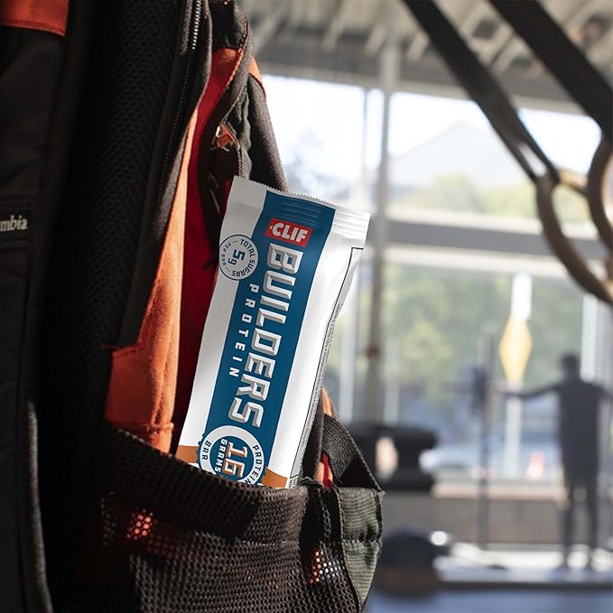 CLIF BUILDERS Protein Bars - Crispy Almond Salted Caramel and Crispy Peanut Butter Chocolate Variety Pack - Reduced Sugar - Gluten Free - 16g Protein - No Artificial Sweeteners - 1.97 oz. (12 Count)