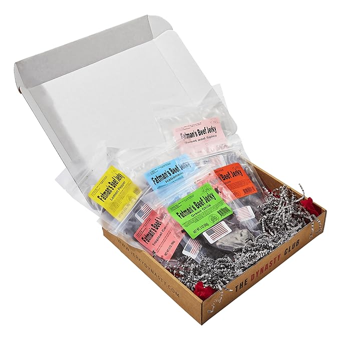 Jerky Dynasty Fatman's Beef Jerky Variety Pack - 6 Flavors Including Spicy Habanero Green Chile &amp Savory Garlic Onion - Protein-Rich Snacks Variety Pack for Adults - Tasty Food for Sharing