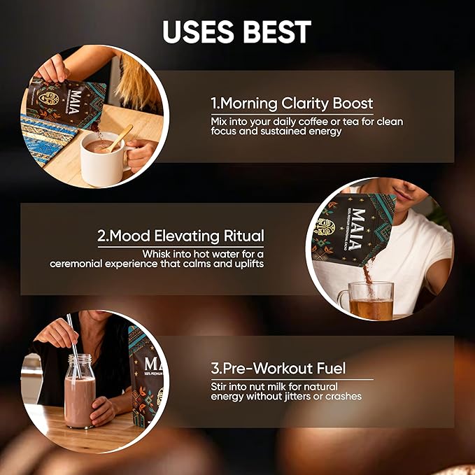 Maia Ceremonial Cacao Maia Cacao Powder Supplement with Flavanol Theobromine Magnesium &amp Flavonoids Blend Supports Circulation &amp Cardiovascular Health Balances Mood Boosts Energy Zero S