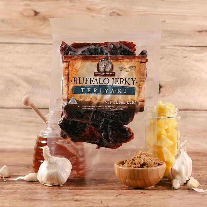 Mahogany Smoked Meats: Teriyaki Buffalo Jerky - 8oz