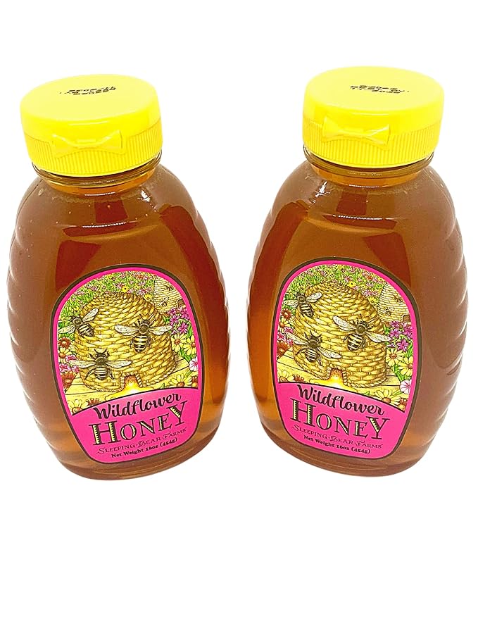 Wildflower Honey 16 oz. Bottle - Case of 12 Bulk Wholesale Honey Unpasteurized Unblended No Additives 100% Pure Honey