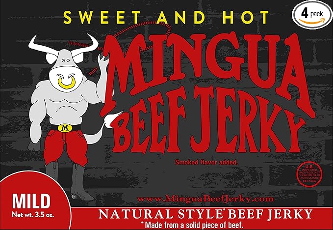 Mingua Beef Jerky Sweet and Hot Beef Jerky 4 Pack (4-3.5oz Packages * 14oz total)