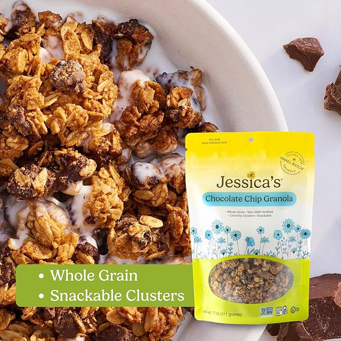 Jessica’s Chocolate Chip Granola - Handmade Non-GMO Gluten-Free Whole Grain 11oz (3 Pack)