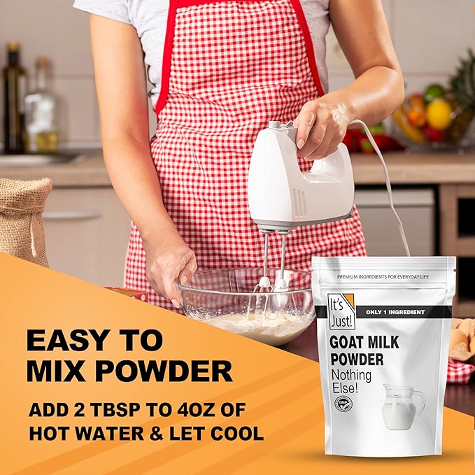 It's Just! - Goat Milk Powder (1.25lb) Grass-Fed Australian Source Heavy Metal Tested Easy to Mix Just Add Water