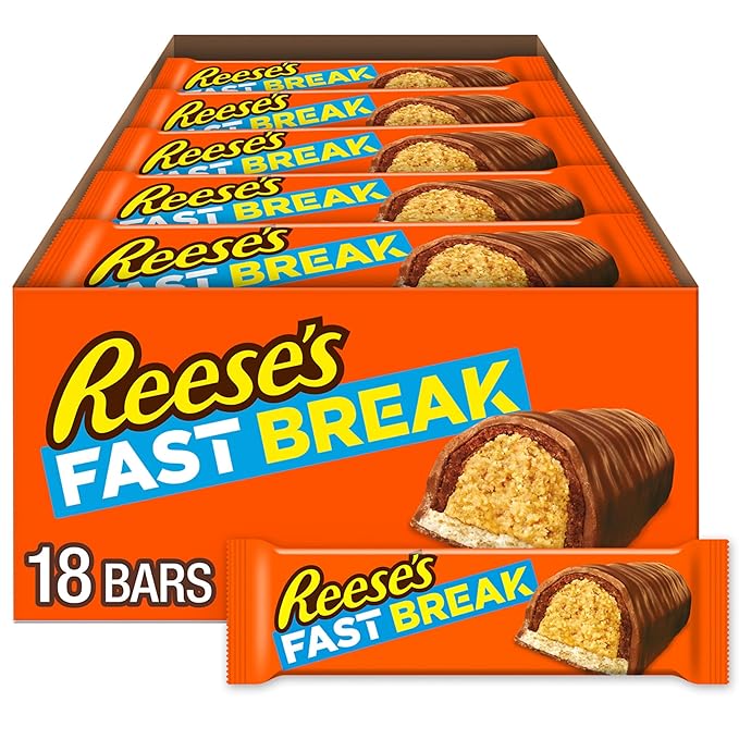 REESE'S FAST BREAK Peanut Butter Nougat Candy Bars 1.8 oz (Pack of 18)