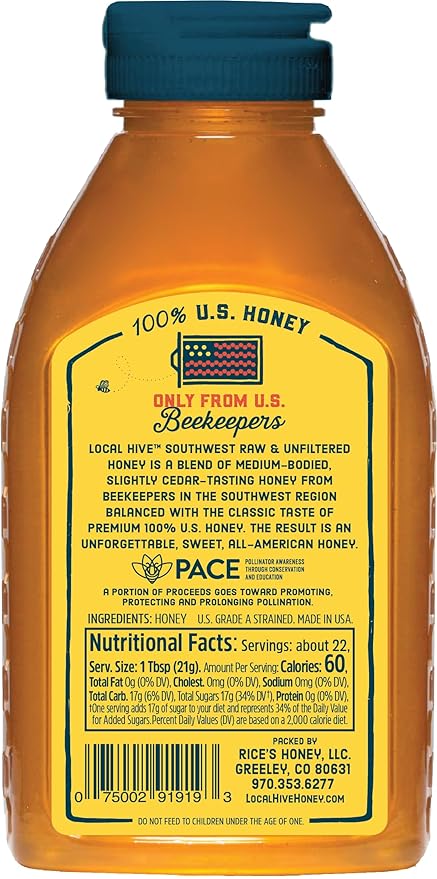 Local Hive Raw &amp Unfiltered Honey 2-Flavor Bundle – Southeast &amp Southwest (16 oz Each) | 100% Pure U.S. Honey | Sweet Spicy &amp Woodsy Regional Notes | Natural Sweeteners for Tea Baking &a