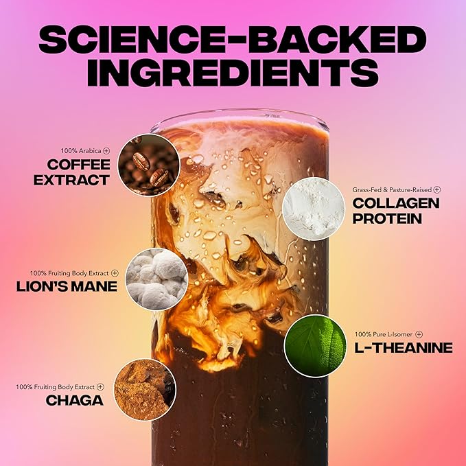 Everyday Dose Premium Adaptogenic Mushroom Coffee with Grass-Fed Collagen Chaga Lions Mane &amp L-Theanine for Better Focus Energy Digestion Skin and Immunity 30 Servings