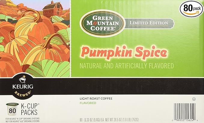 Green Mountain Coffee Fair Trade Pumpkin Spice K-Cups 80 Count Value Box